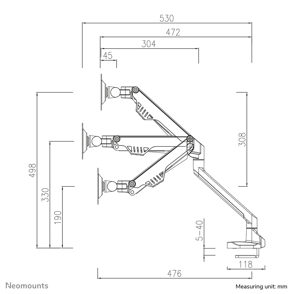 FPMA-D750BLACK2 Neomounts desk monitor arm